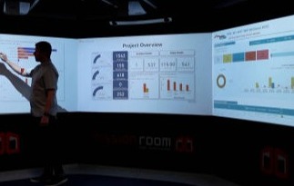 A man visualising project data on a Cine system