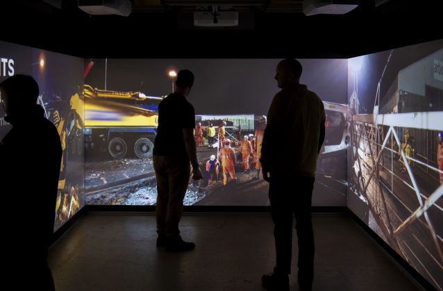 A construction site at night video in a Cube system