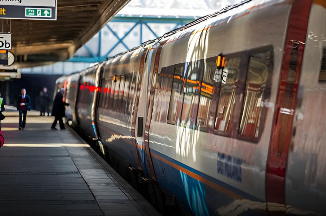People boarding a train at Nottingham train station 